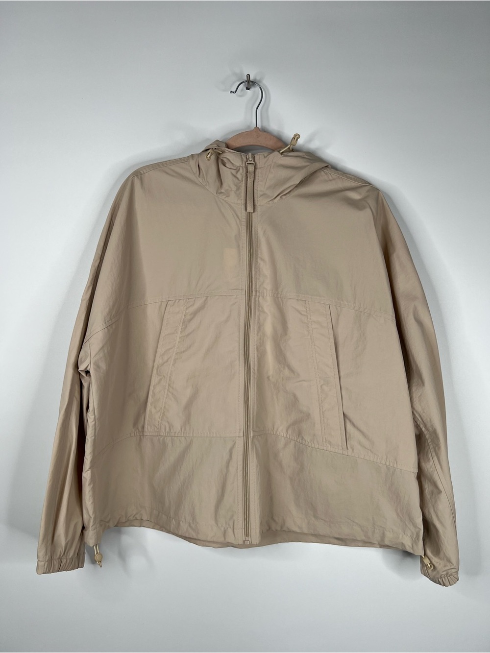 Everlane Beige Parachute Jacket Lightweight Hooded Windbreaker Peyote New Large